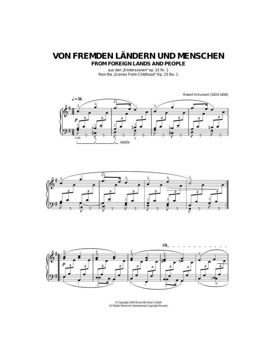 From Foreign Lands And People Piano Solo scores gallery preview page 1