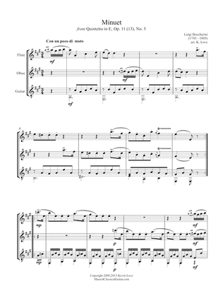 Minuet, Op. 11 (13), No. 5 (Flute, Oboe and Guitar) - Score and Parts