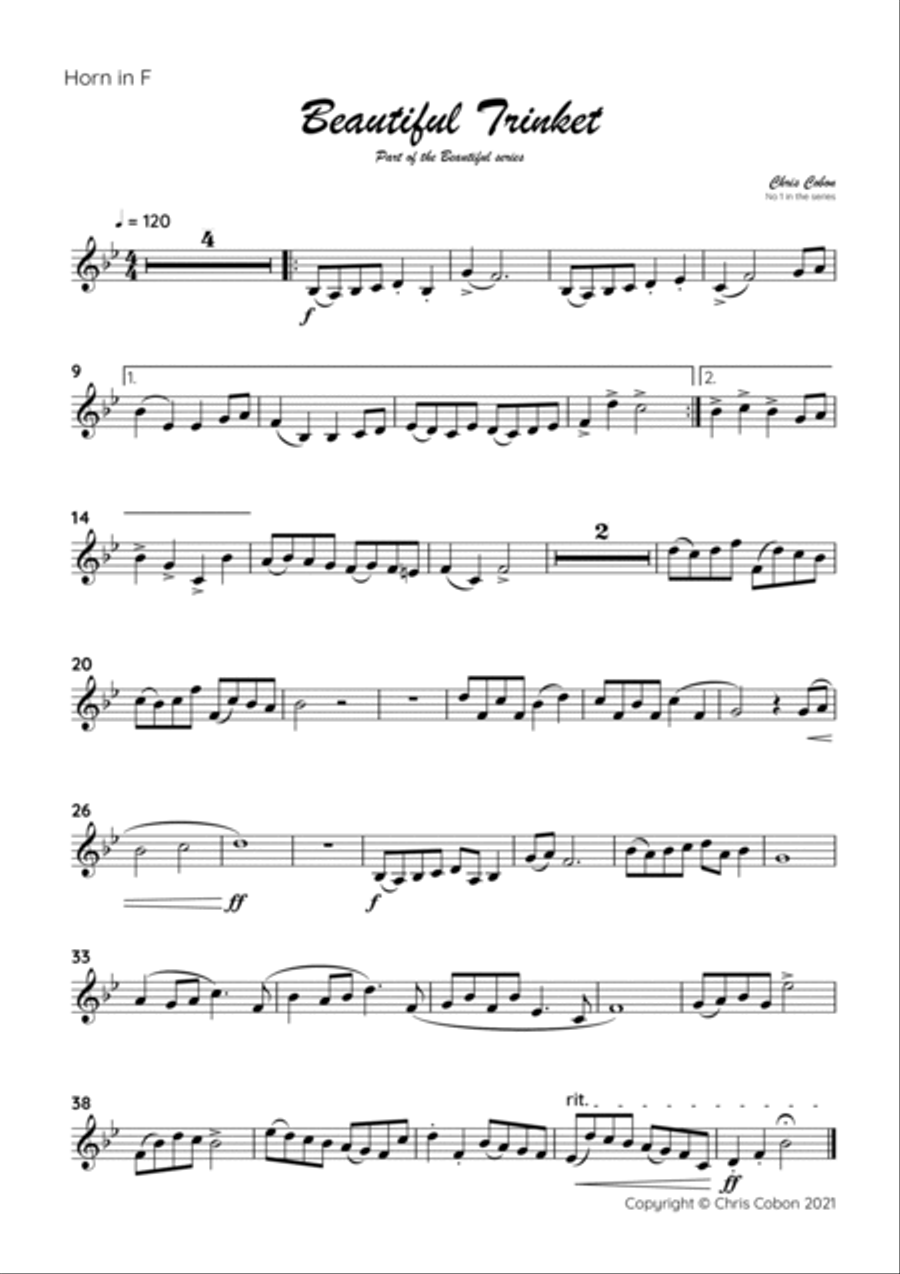 No.1 Beautiful Trinket for French Horn or Eb Horn Brass Duet scores gallery preview page 3