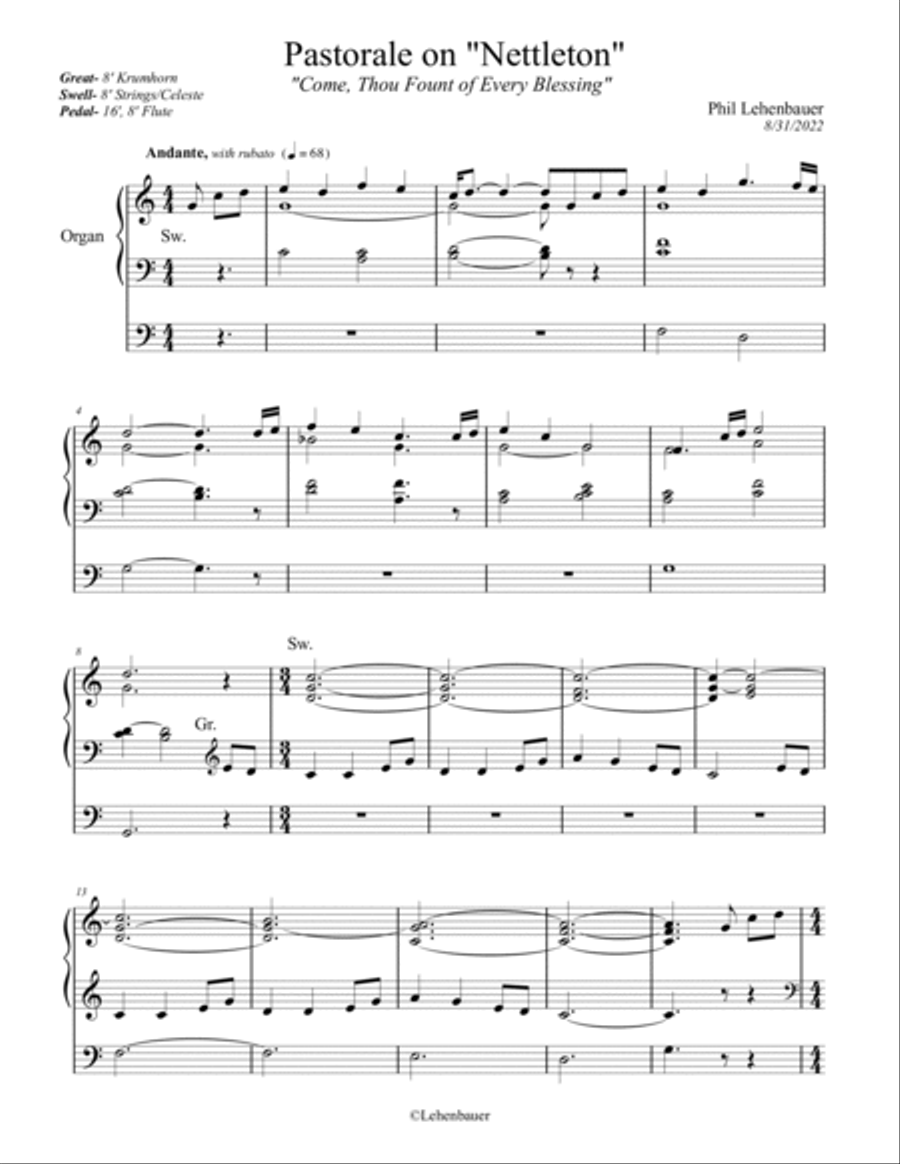 Sacred Organ Works, Vol. 1 (Nettleton, Aurelia, St. Anne, Cwm Rhondda and others) by Phil Lehenbauer Organ Solo scores gallery preview page 2