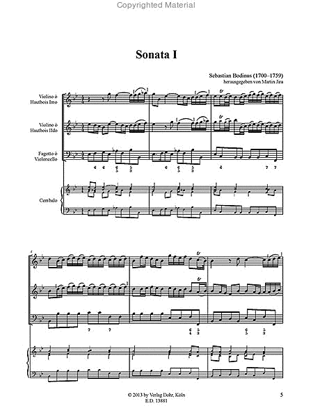 Sonata I für 1. Violine (Oboe), 2. Violine (Oboe) und Basso continuo Es-Dur (aus: Musicalische Divertissements, Teil IV)