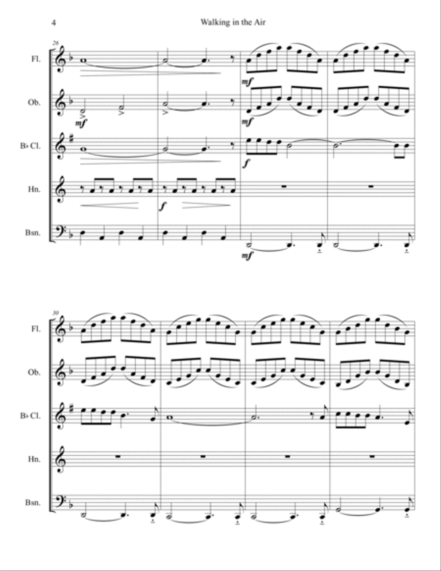 Walking In The Air Woodwind Quintet scores gallery preview page 4