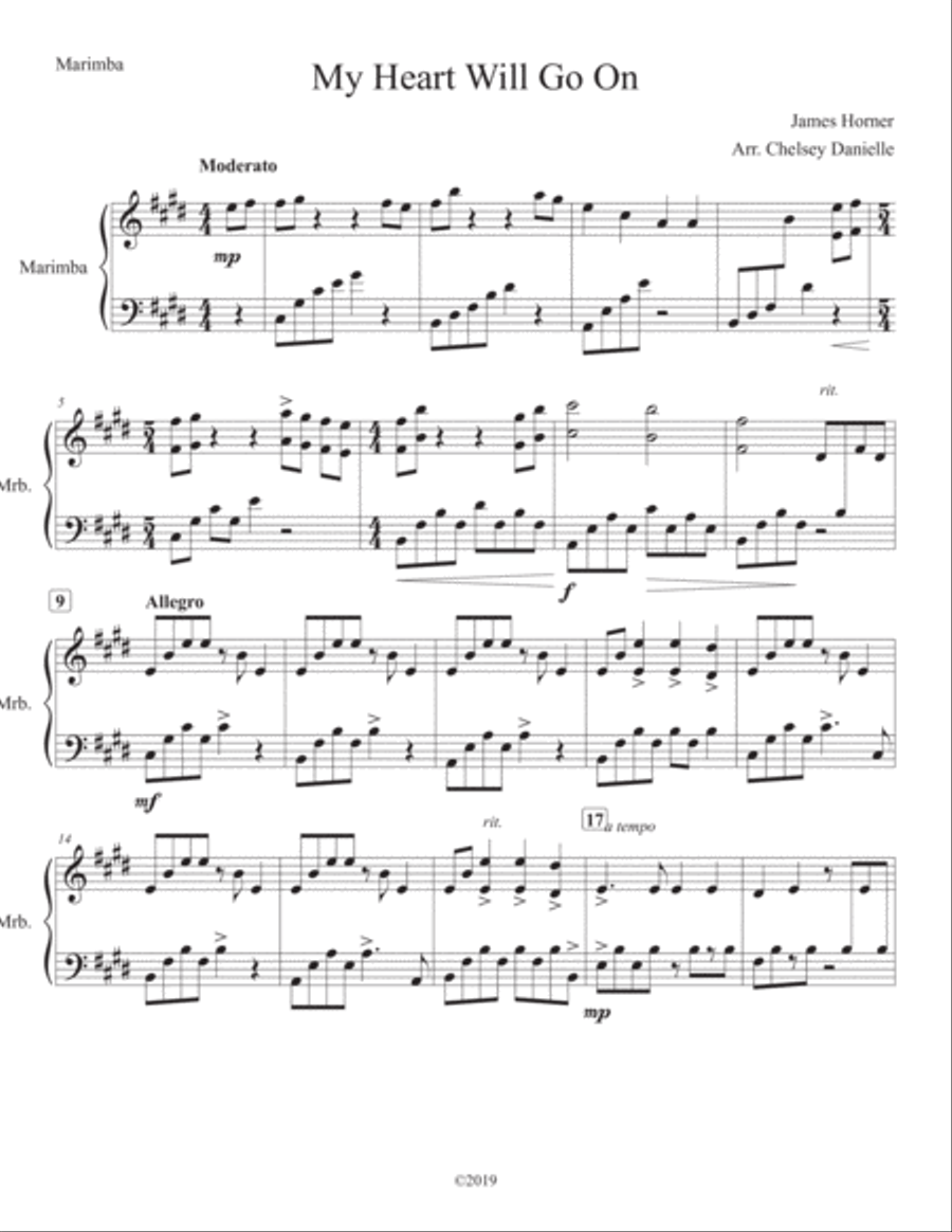 My Heart Will Go On (love Theme From 'titanic') Marimba scores gallery preview page 1