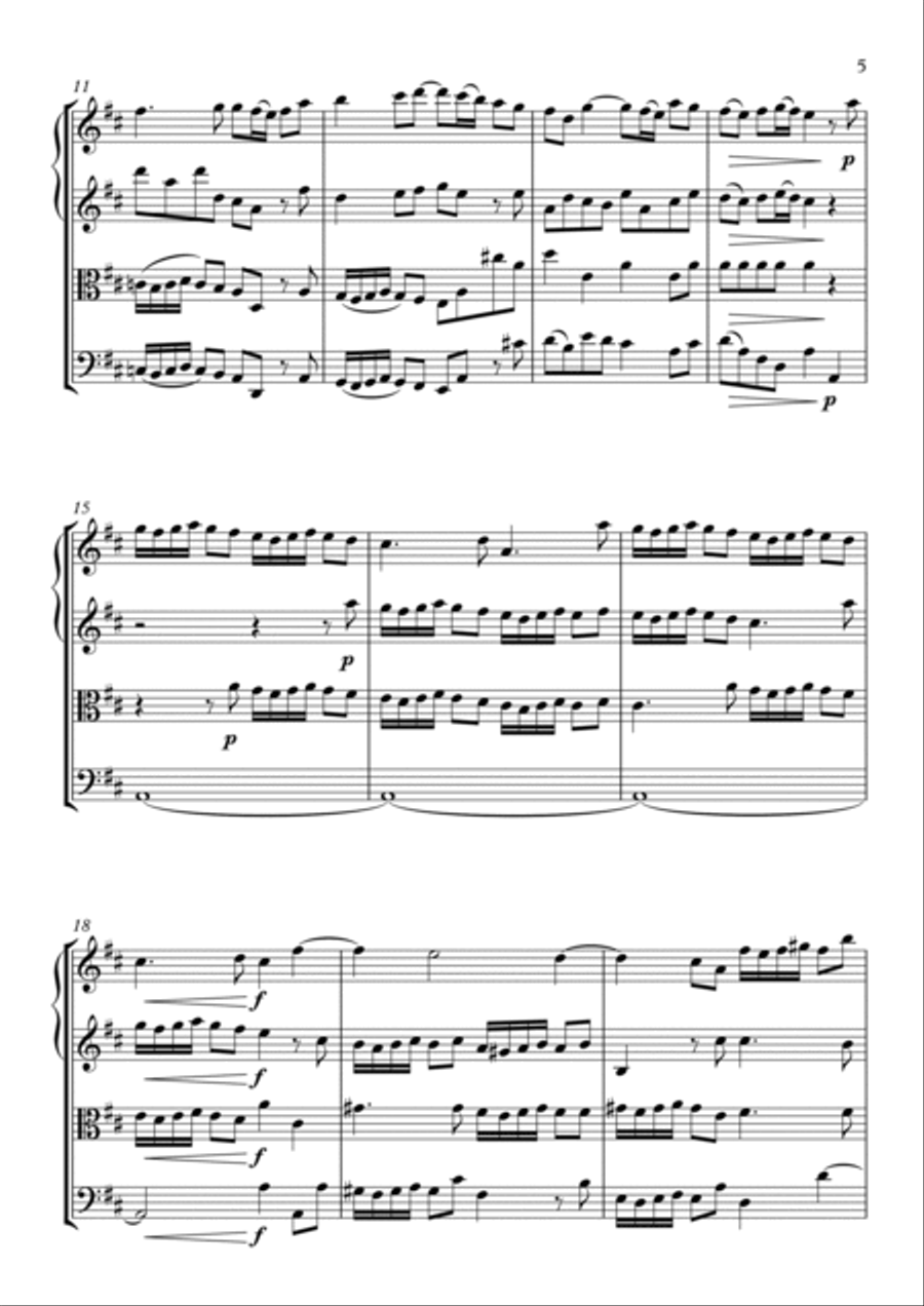 Concerto grosso in D major op. 6 no. 5 String Quartet scores gallery preview page 5