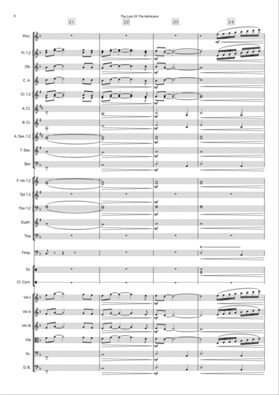 Last Of The Mohicans (main Theme) Full Orchestra scores gallery preview page 6