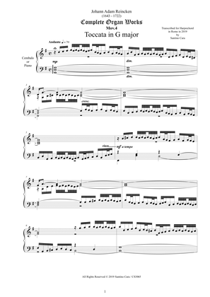 Book cover for Reincken - Toccata in G major - Harpsichord or Piano
