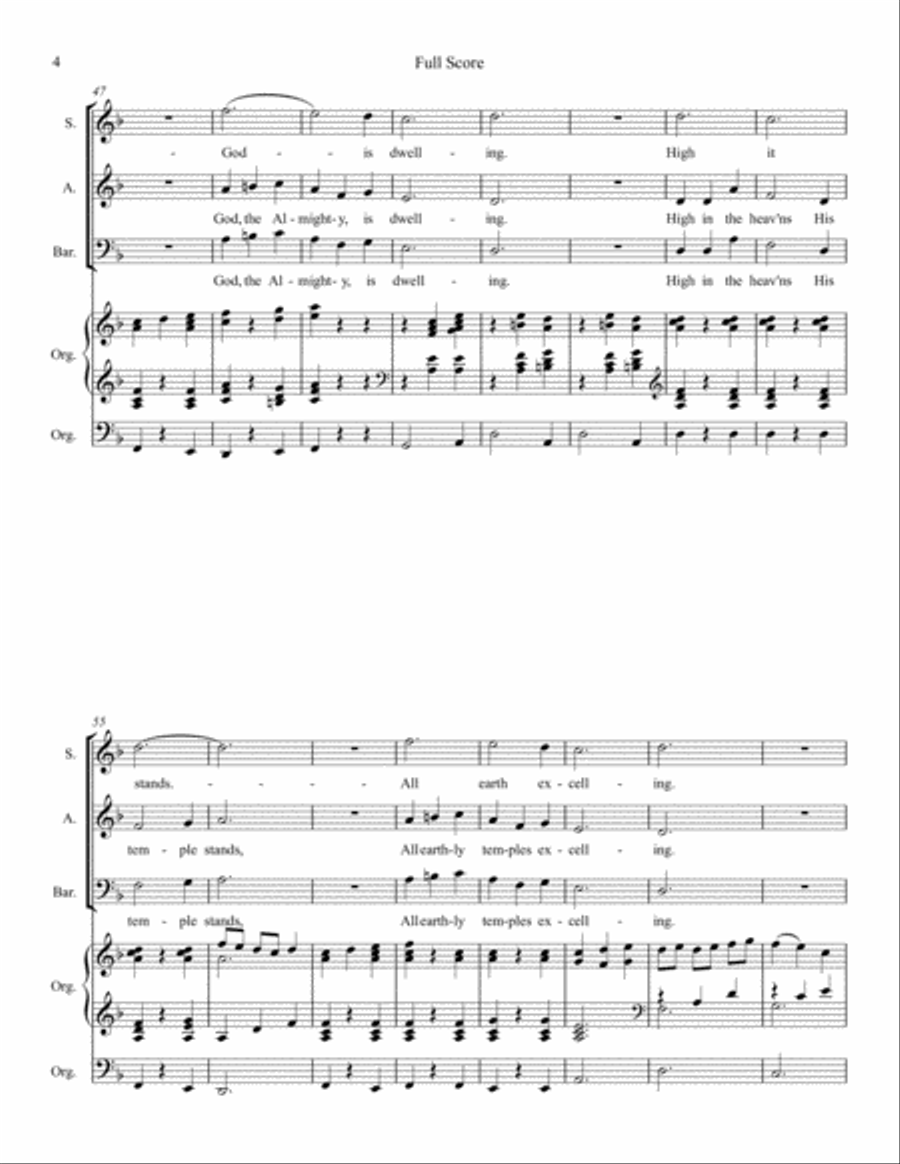 Built On The Rock- SAB and Organ 3-Part scores gallery preview page 5