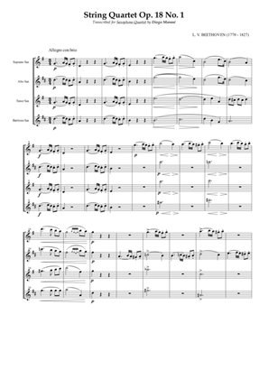 Book cover for String Quartet Op. 18 No. 1 for Saxophone Quartet (SATB)