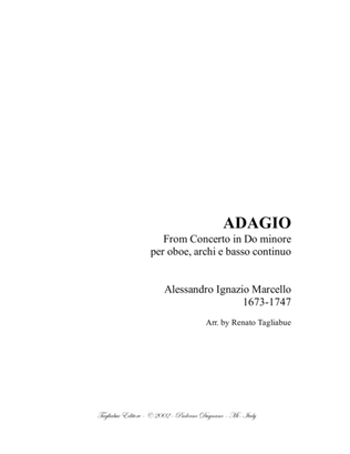 ADAGIO PER OBOE E ARCHI - A. Marcello - Arr. for String Quartet and Piano/Organ