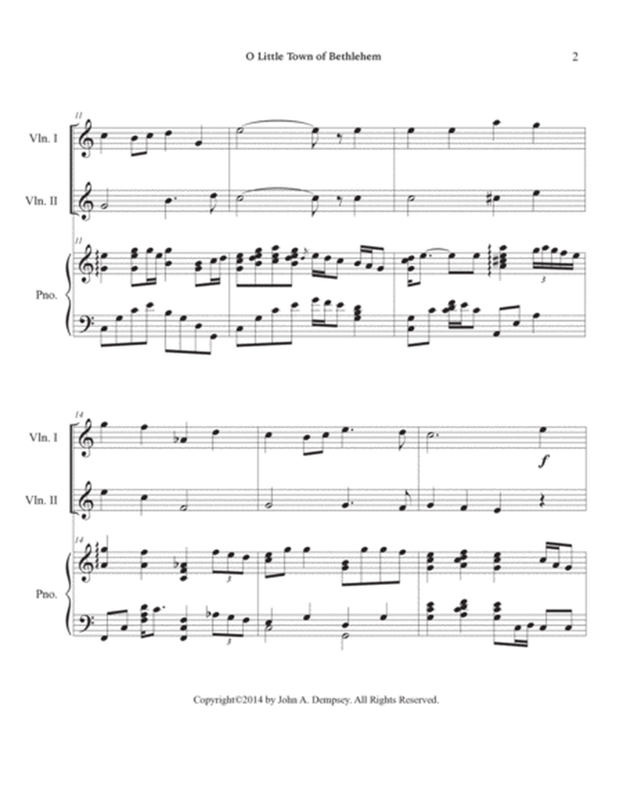 O Little Town of Bethlehem (Trio for Two Violins and Piano) image number null