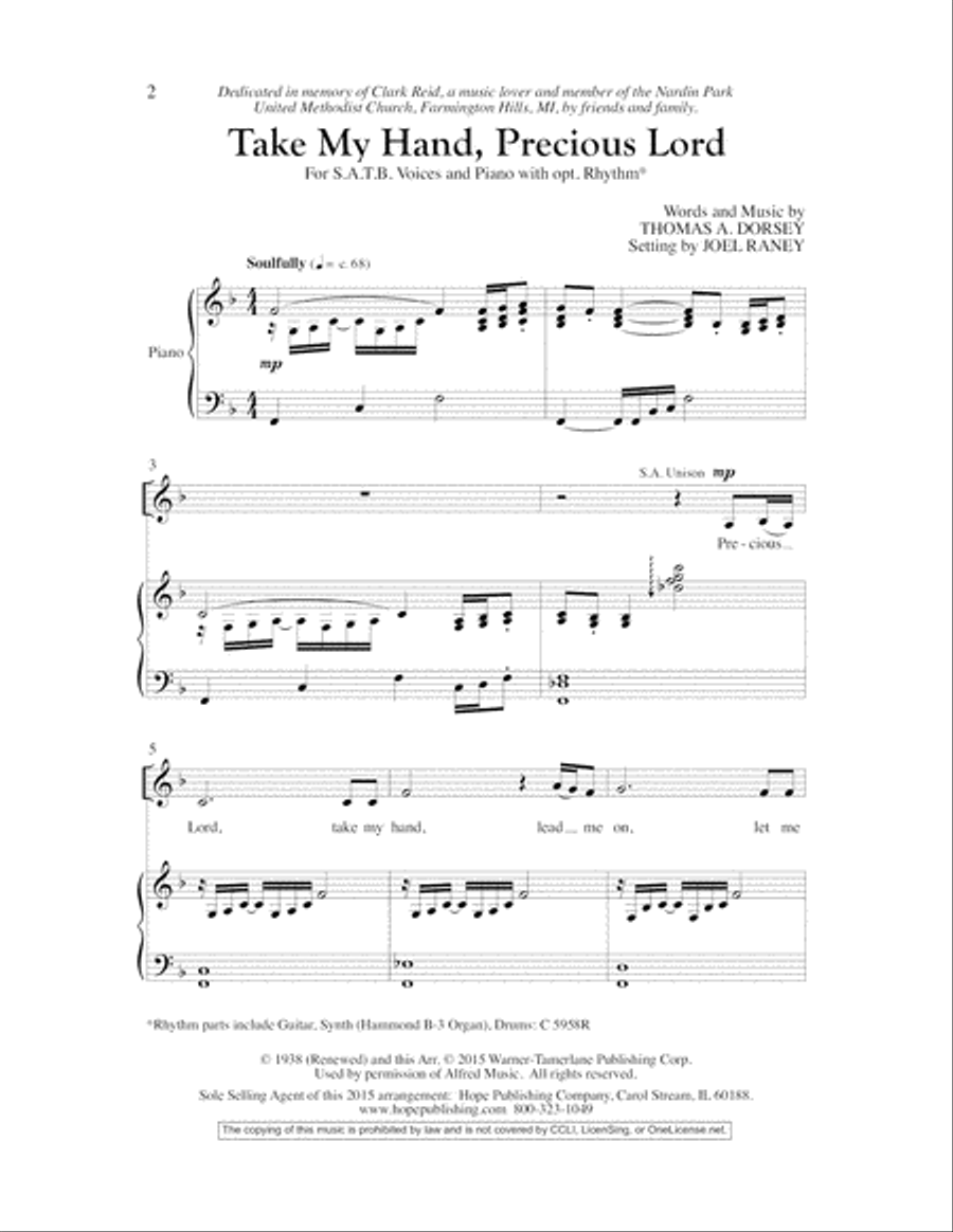 Take My Hand, Precious Lord 4-Part scores gallery preview page 3