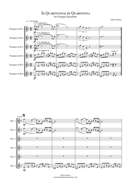 Às Quarentonas de Quarentena - For Trumpet Ensemble