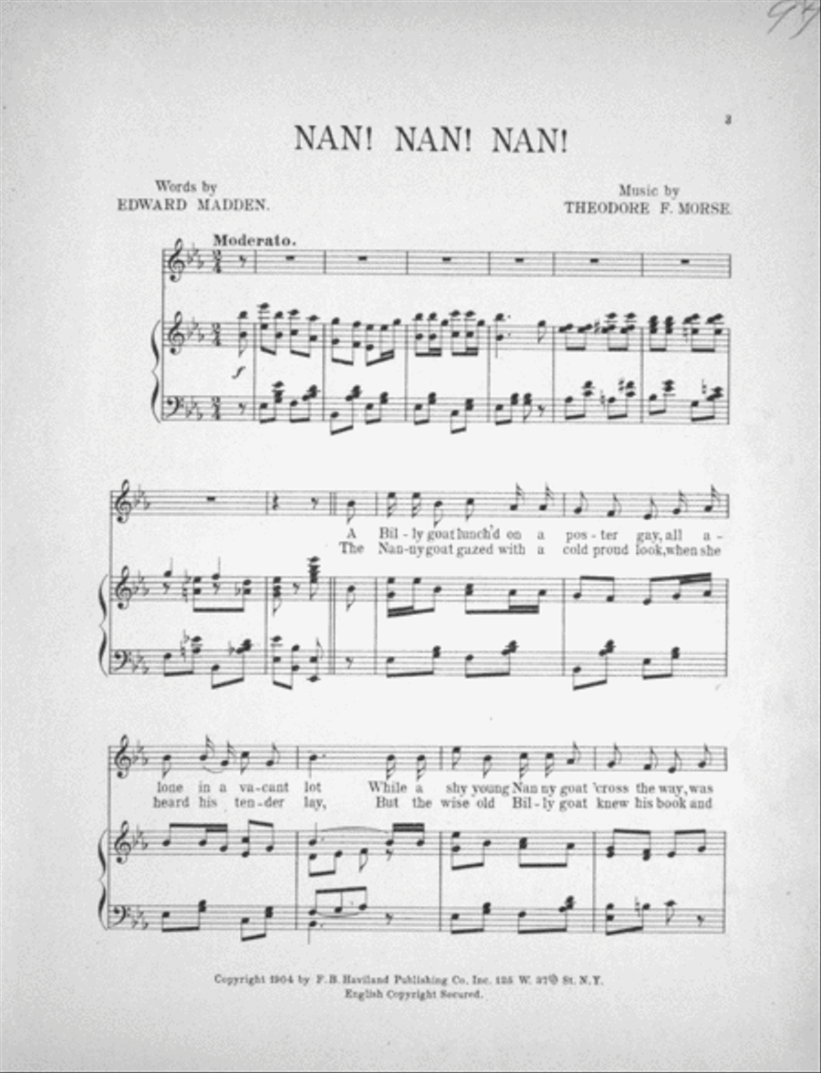 Nan! Nan! Nan! Song & Chorus. The Comic Story of Two Love Sick Goats Choir scores gallery preview page 2