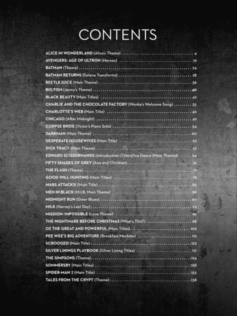 The Movie & TV Music of Danny Elfman Piano Solo scores gallery preview page 2