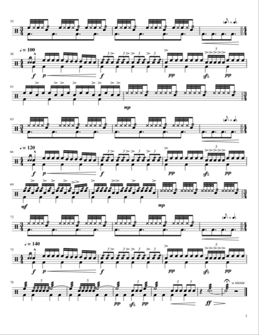 3x3 for Percussion Trio (all parts) Percussion Ensemble scores gallery preview page 5