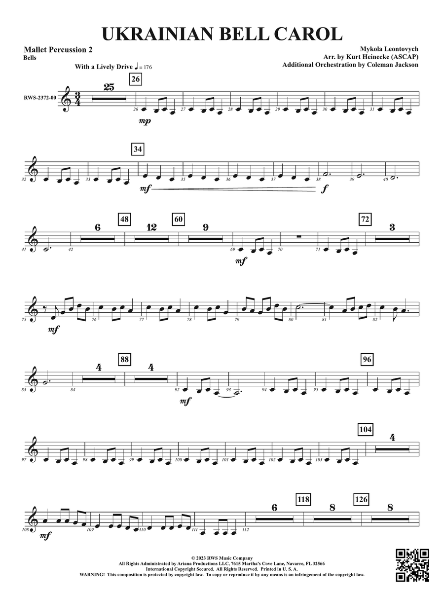 Ukrainian Bell Carol: 2nd Mallet Percussion Percussion scores gallery preview page 1
