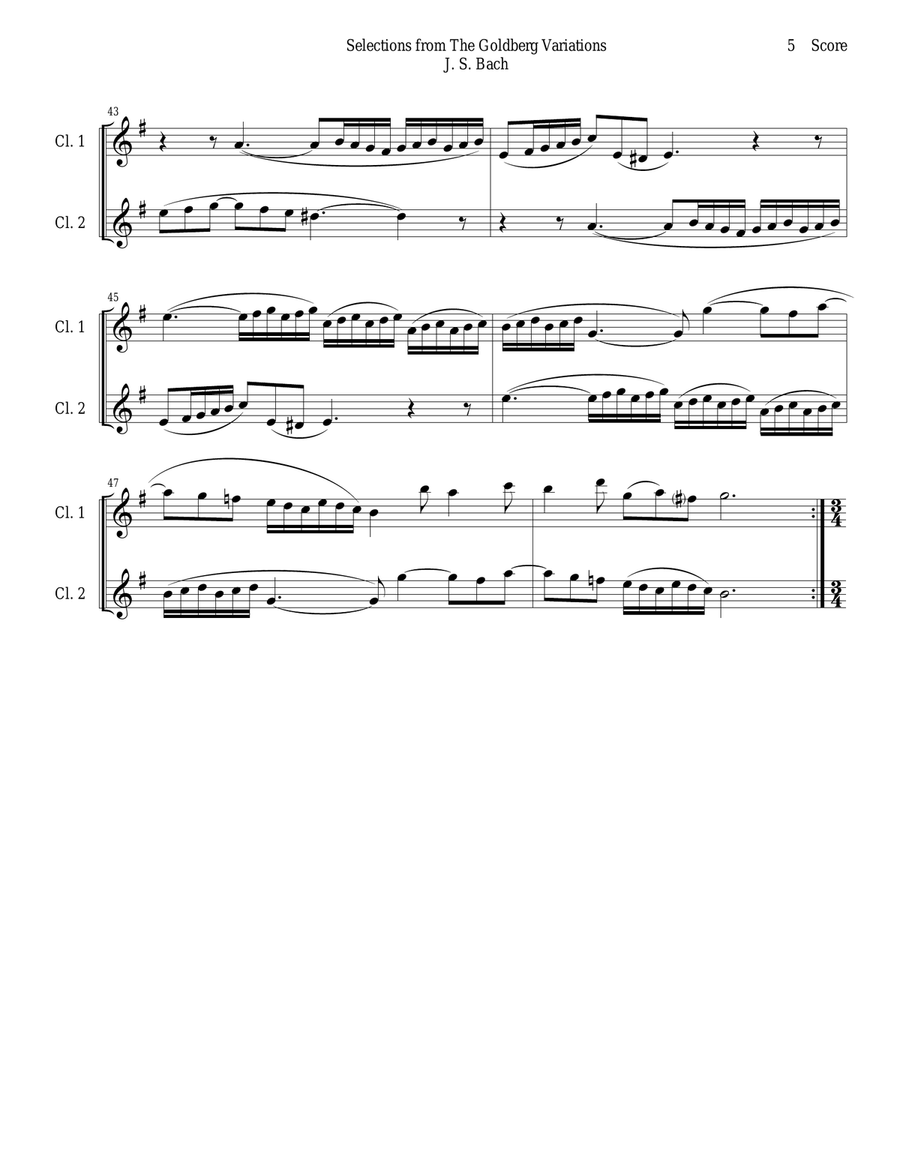 Clarinet Duet - Selections from Bach's Goldberg Variations Clarinet Duet - Selections from Bach's Goldberg Variations Clarinet Duet scores gallery preview page 5
