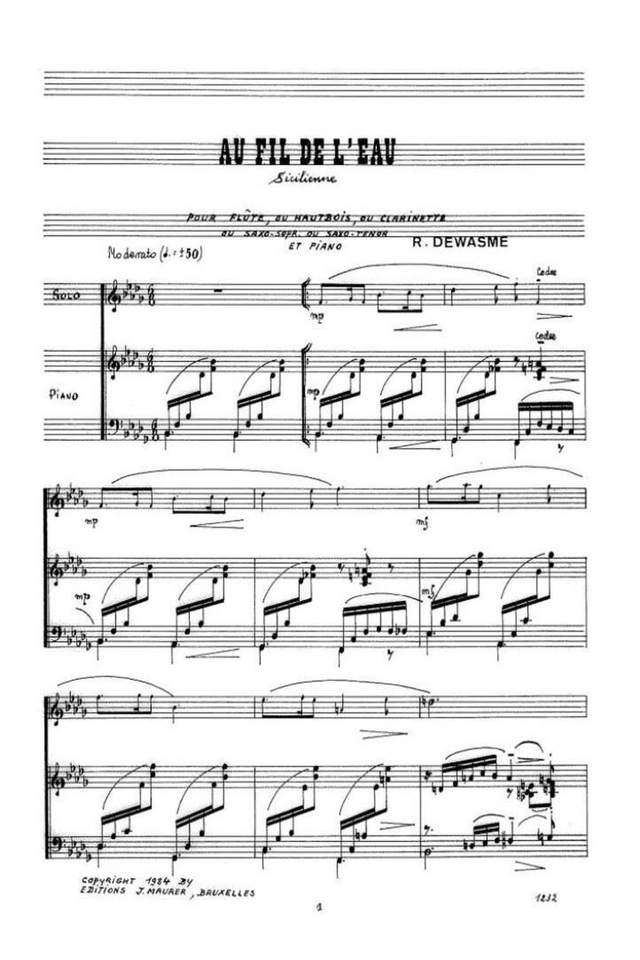 Au fil de l'eau Clarinet Solo scores gallery preview page 1