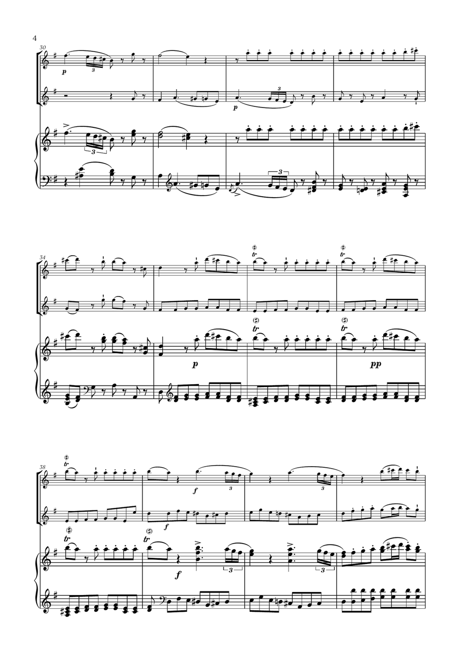 W. A. Mozart - Eine Kleine Nachtmusik (for Oboe Duet and Piano) Woodwind Duet scores gallery preview page 4