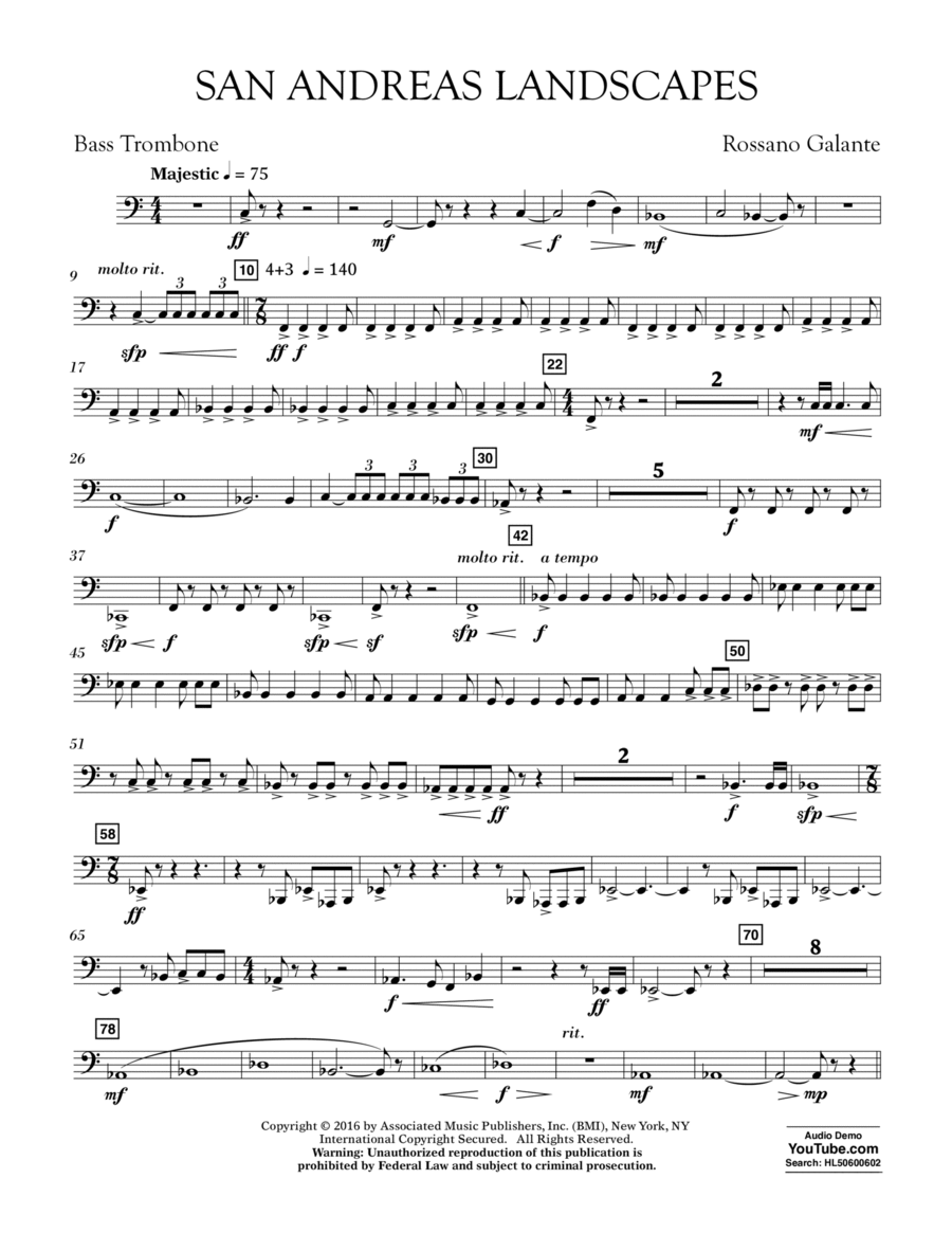 San Andreas Landscapes - Bass Trombone Bass Trombone scores gallery preview page 1