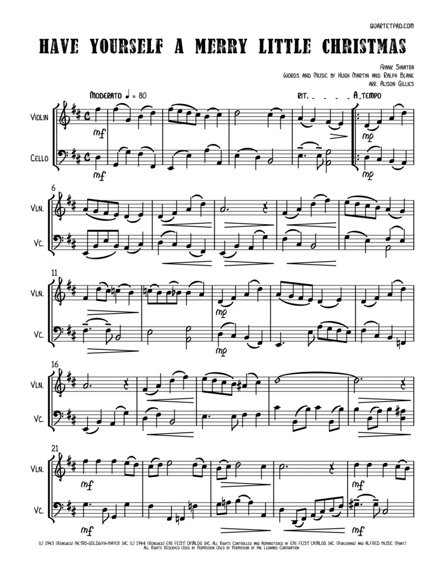 Have Yourself A Merry Little Christmas String Duet scores gallery preview page 1