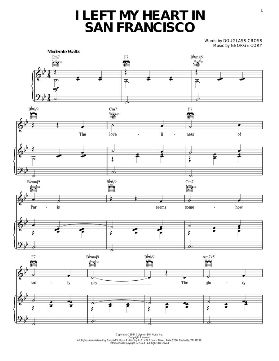 I Left My Heart In San Francisco Acoustic Guitar scores gallery preview page 1