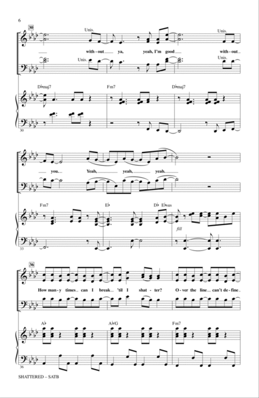 Shattered (Turn The Car Around) 4-Part scores gallery preview page 5