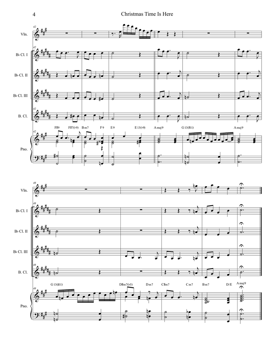Christmas Time Is Here Clarinet Choir scores gallery preview page 4