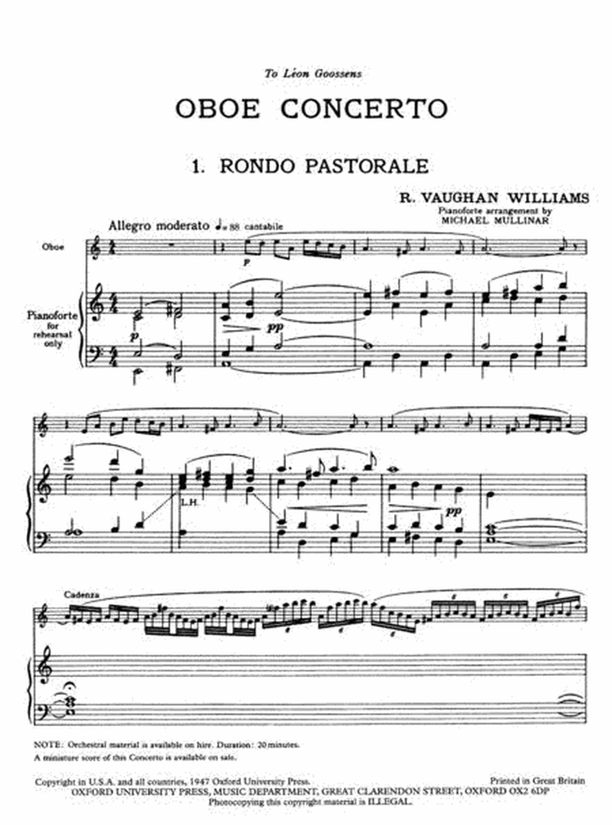 Concerto For Oboe And String Orchestra