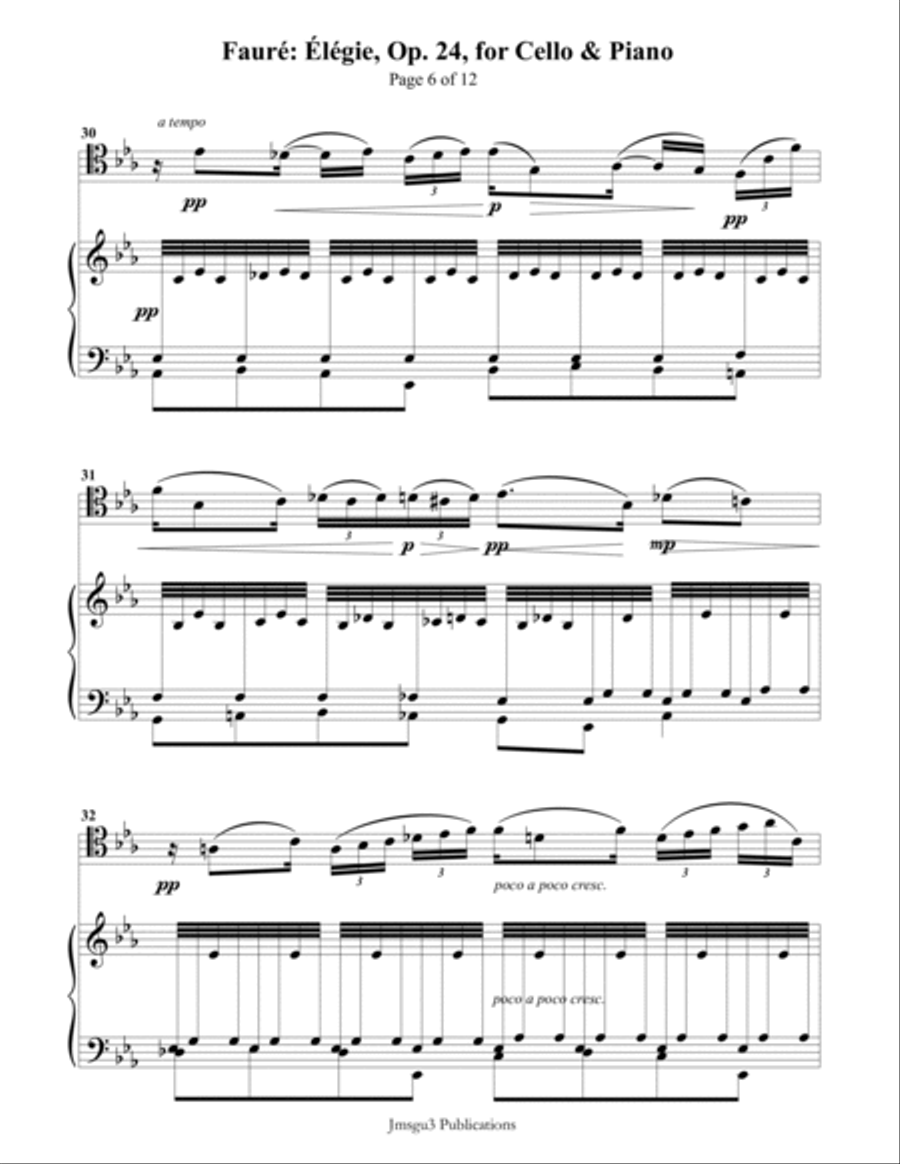Fauré: Élégie Op. 24 for Cello & Piano Piano scores gallery preview page 6