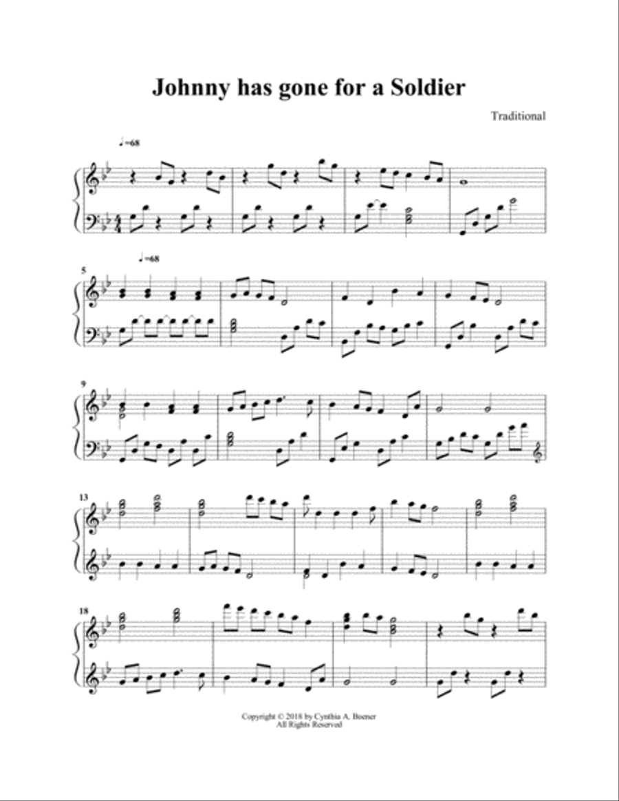 Johnny has gone for a Soldier (also known as Shule Aroon) Harp scores gallery preview page 1