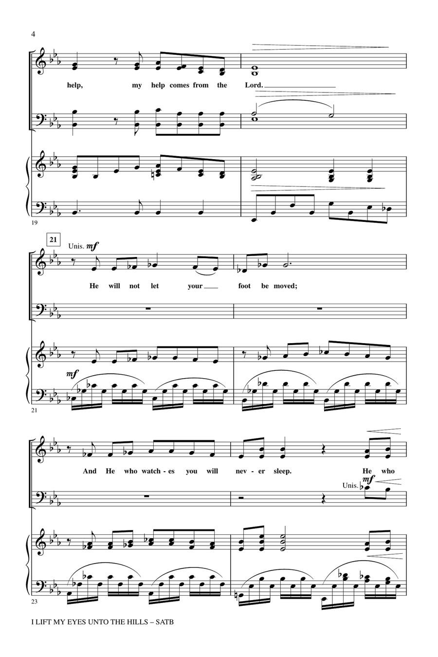 I Lift My Eyes Unto The Hills 4-Part scores gallery preview page 3