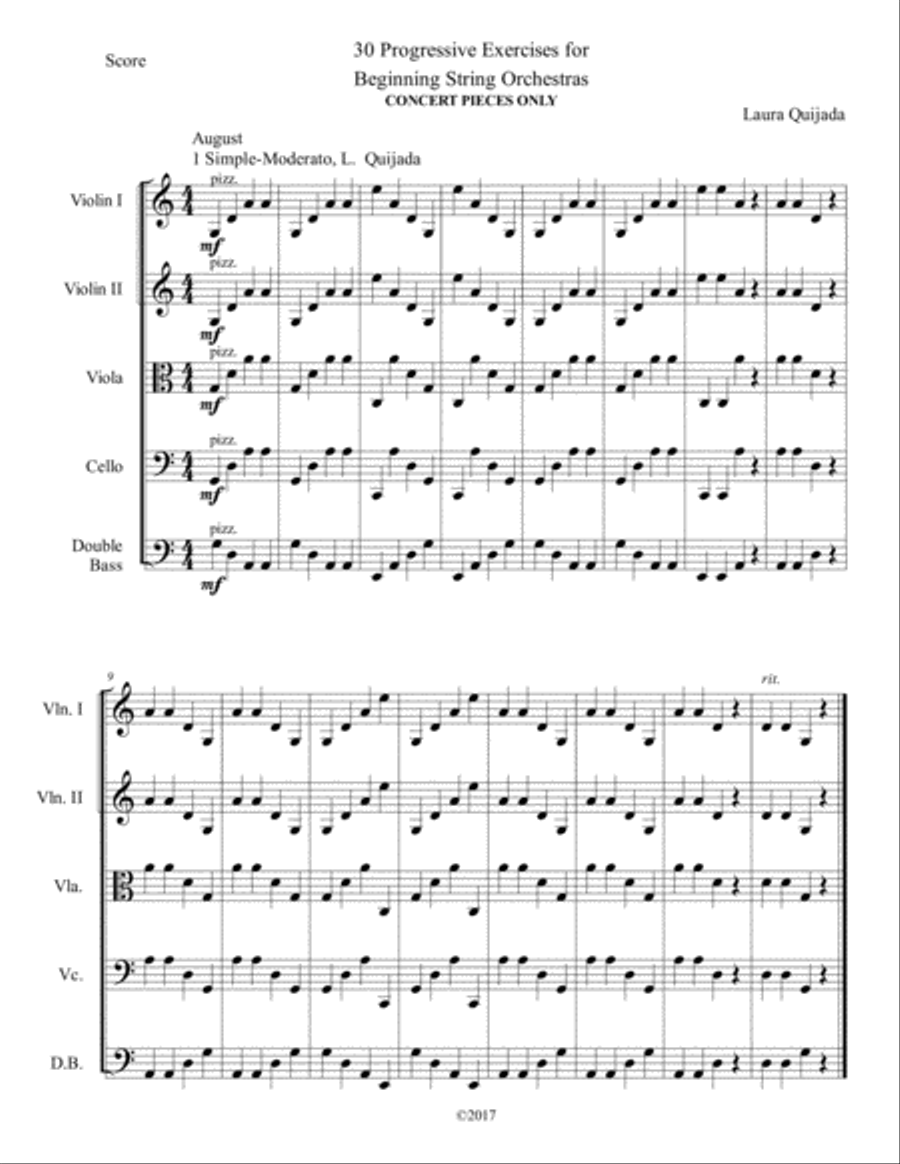 30 Progressive Exercises for Beginning String Orchestra. CONCERT PIECES ONLY. Teacher's book & parts