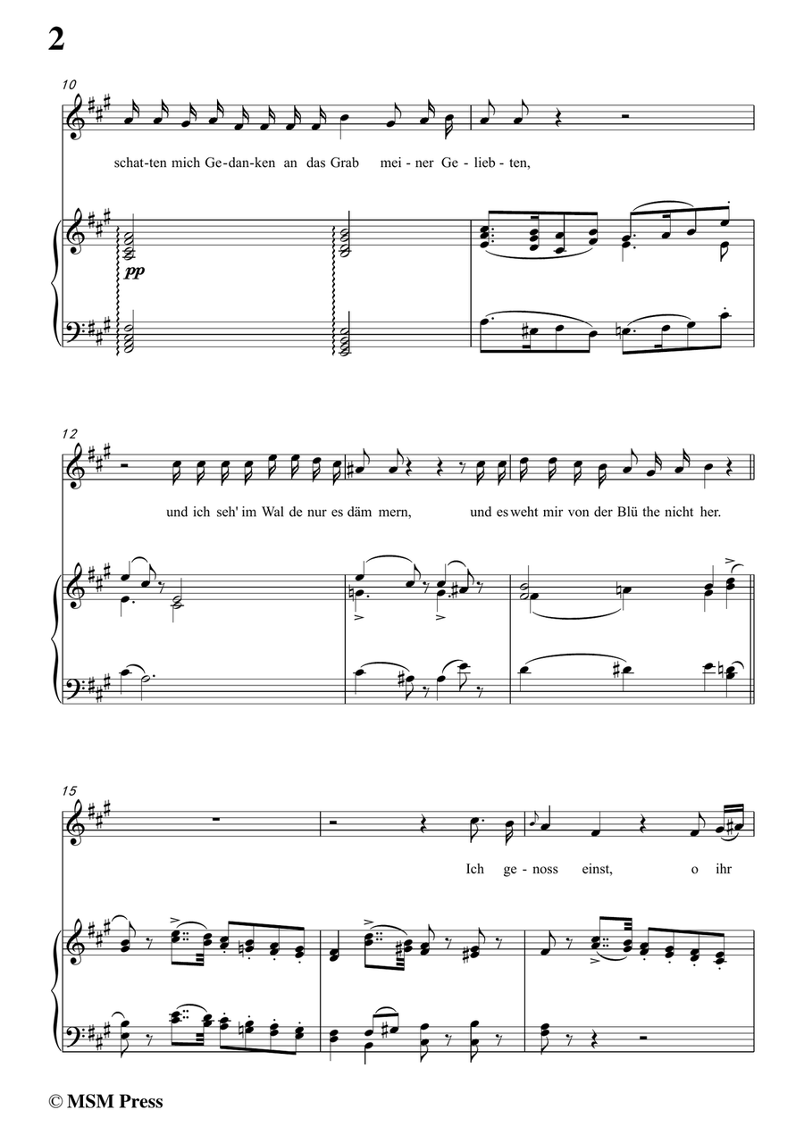 Schubert-Die Sommernacht,in A Major,for Voice&Piano by Franz Schubert Piano, Vocal - Digital Sheet Music page 4