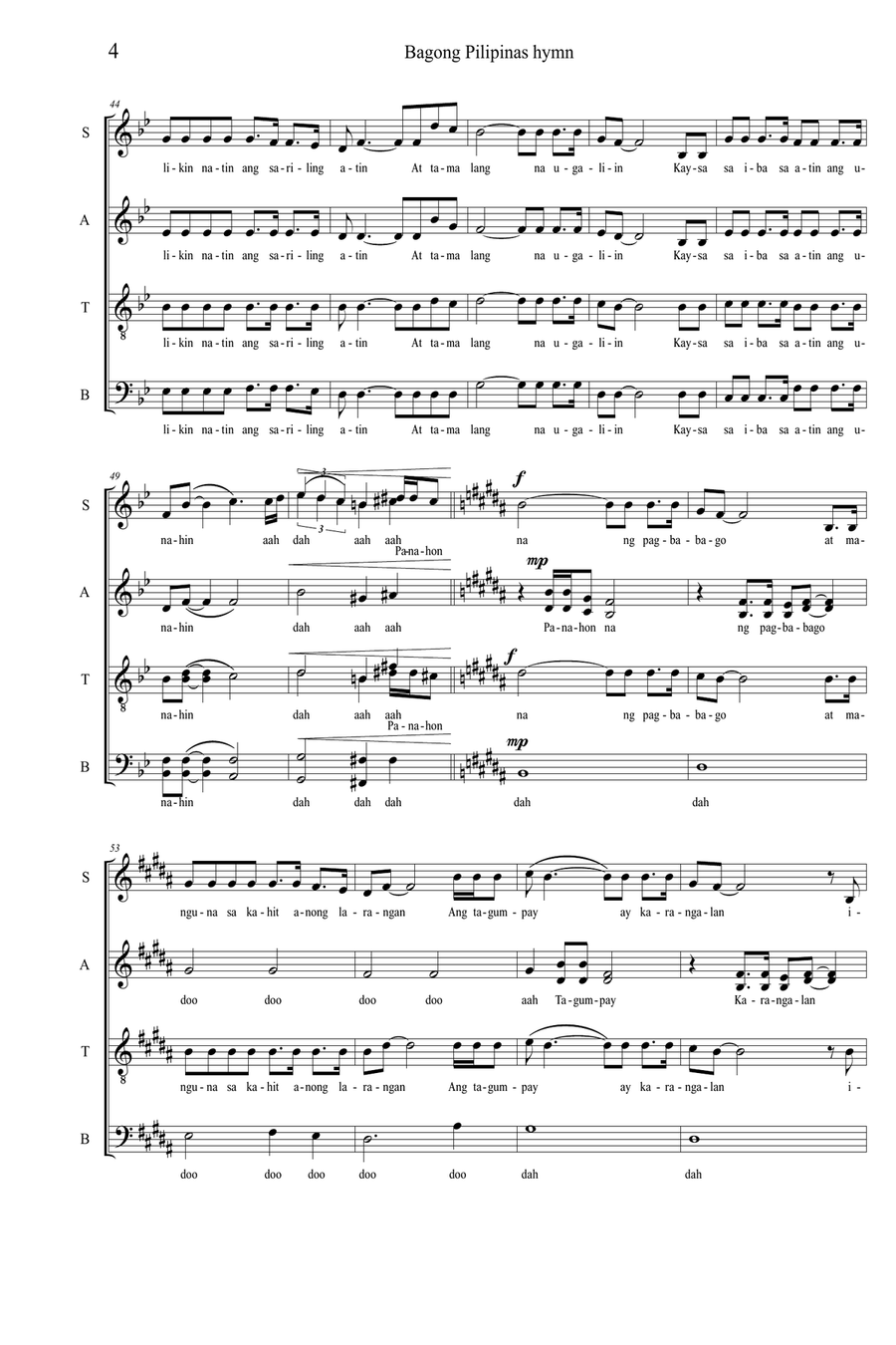 Bagong Pilipinas Hymn 4-Part scores gallery preview page 4