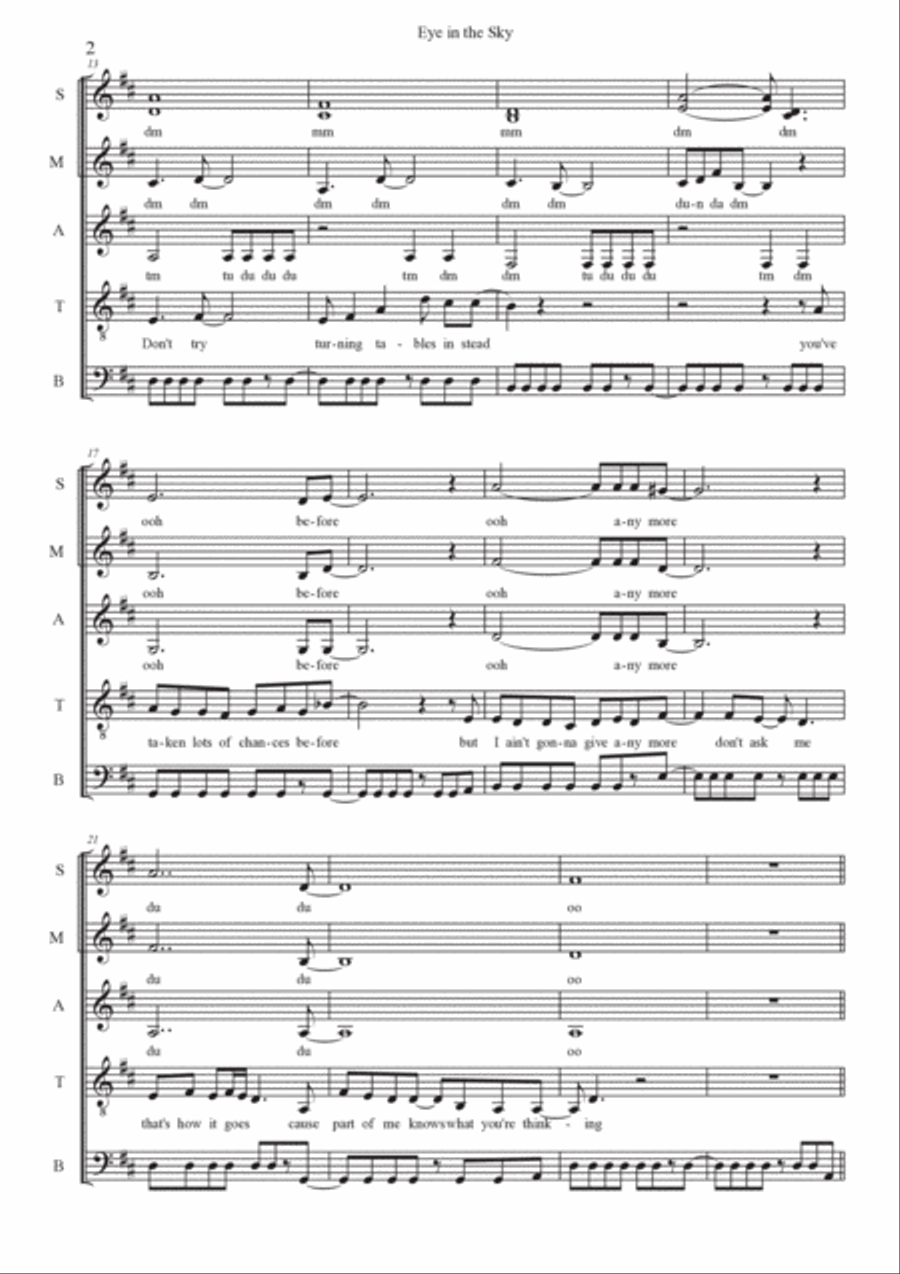 Eye In The Sky Eye In The Sky A Cappella scores gallery preview page 2
