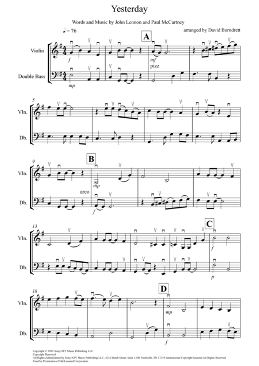 Yesterday String Duet scores gallery preview page 1