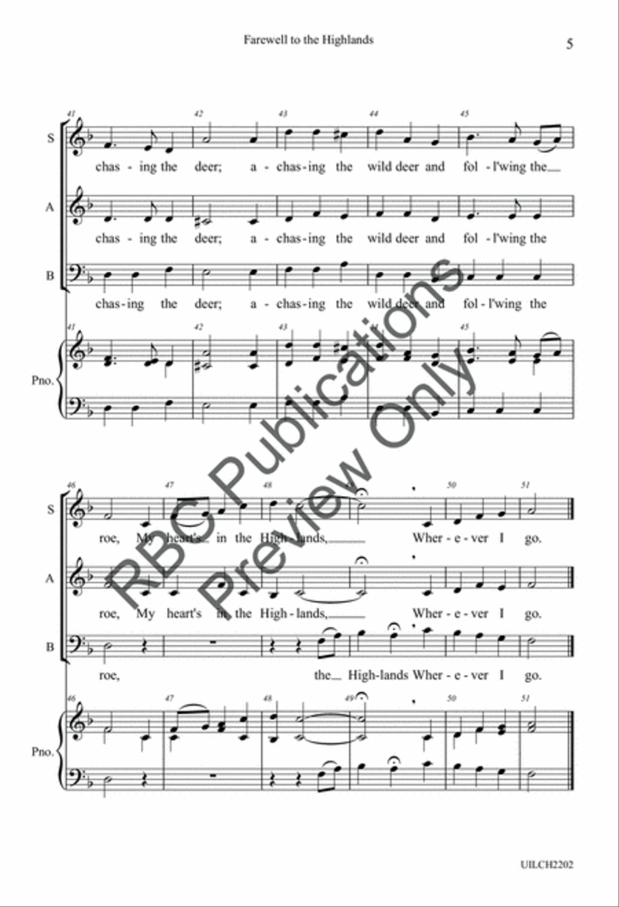 Farewell To The Highlands (SAB) 3-Part scores gallery preview page 7