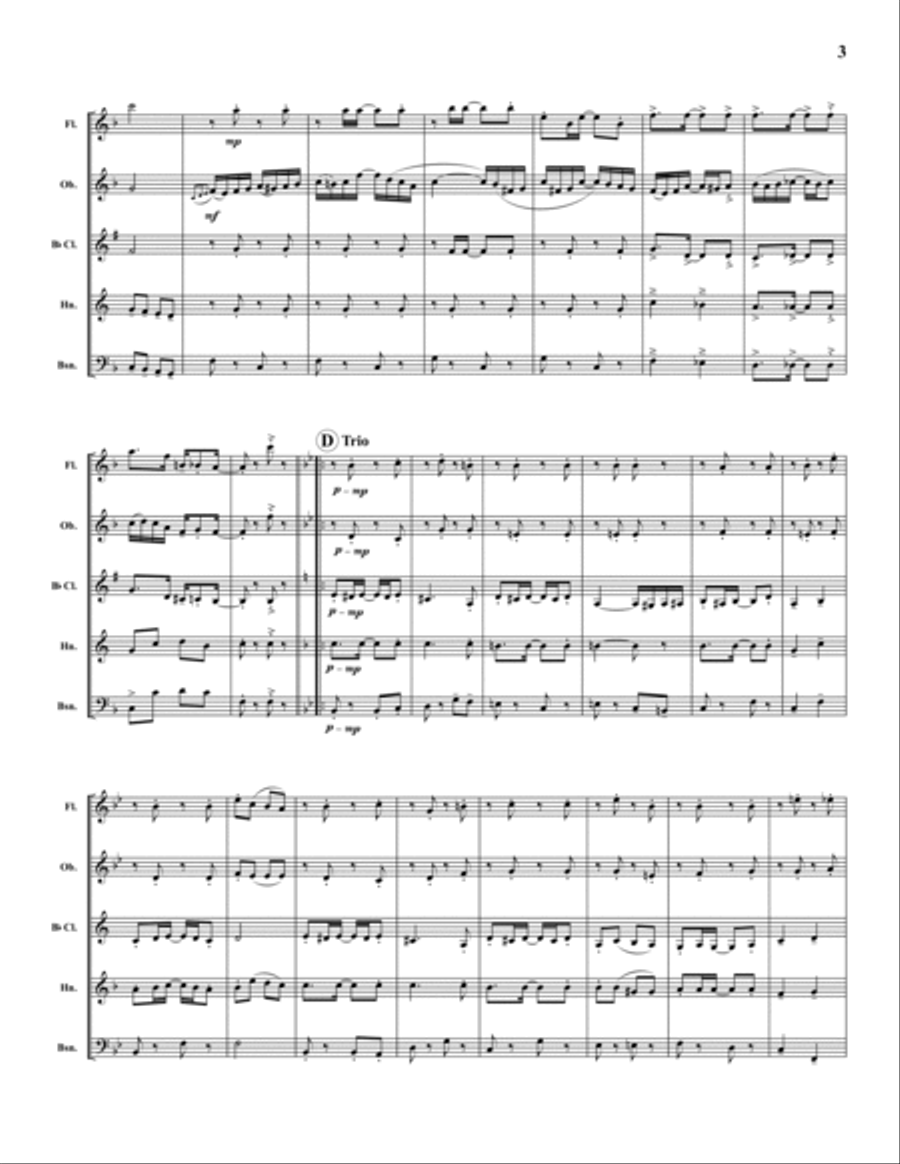 Reindeer Rag Woodwind Quintet scores gallery preview page 3