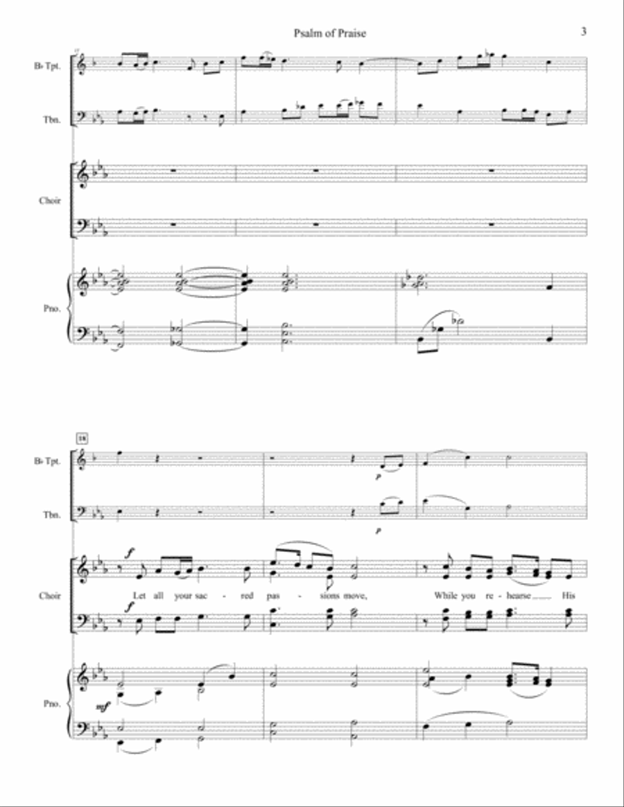 Psalm of Praise - SATB, Trumpet, Trombone & Piano image number null