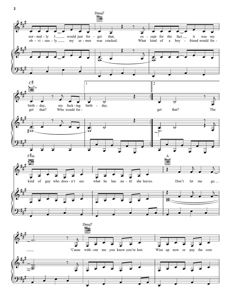 Potential Breakup Song Piano, Vocal, Guitar scores gallery preview page 2