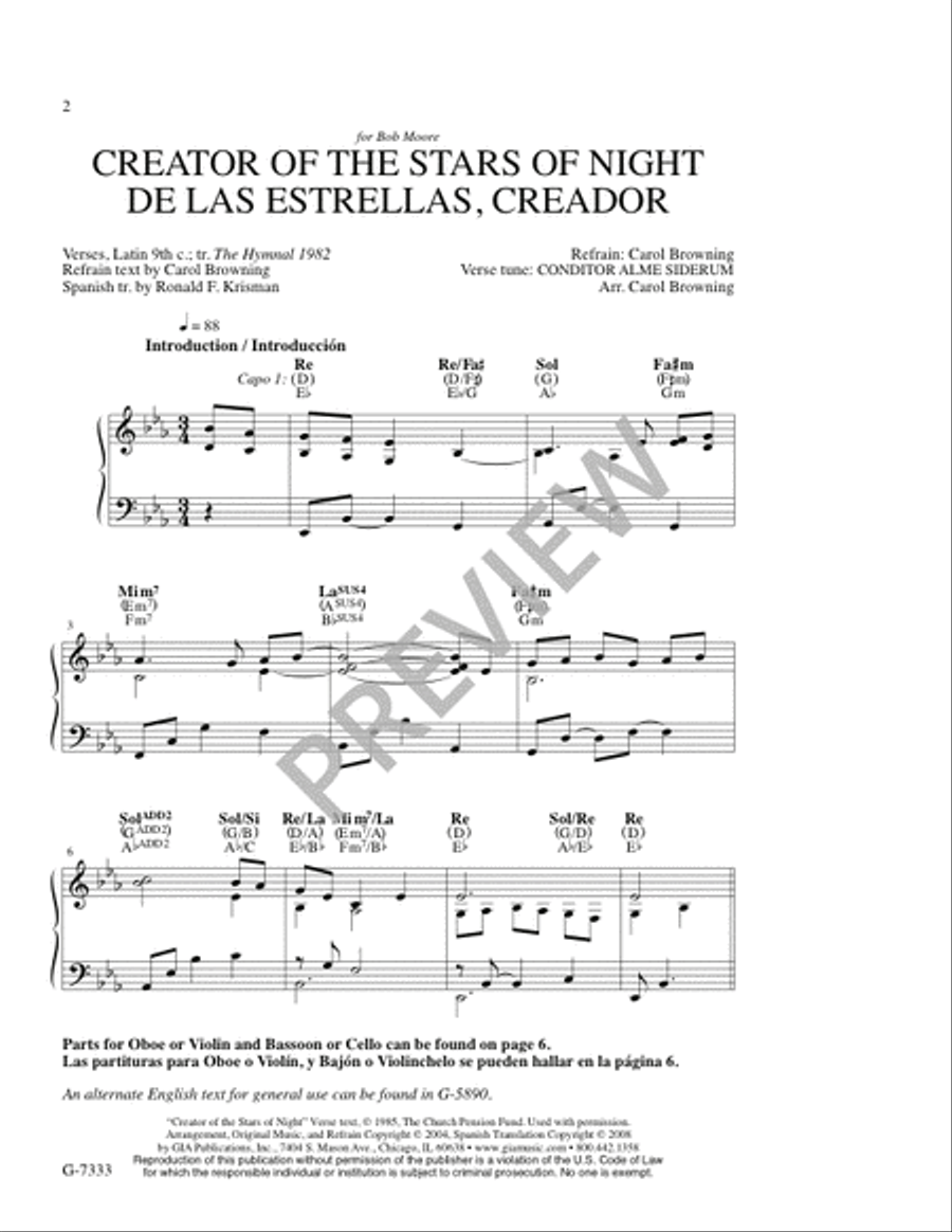 Creator of the Stars of Night / De las Estrellas, Creador 2-Part scores gallery preview page 2