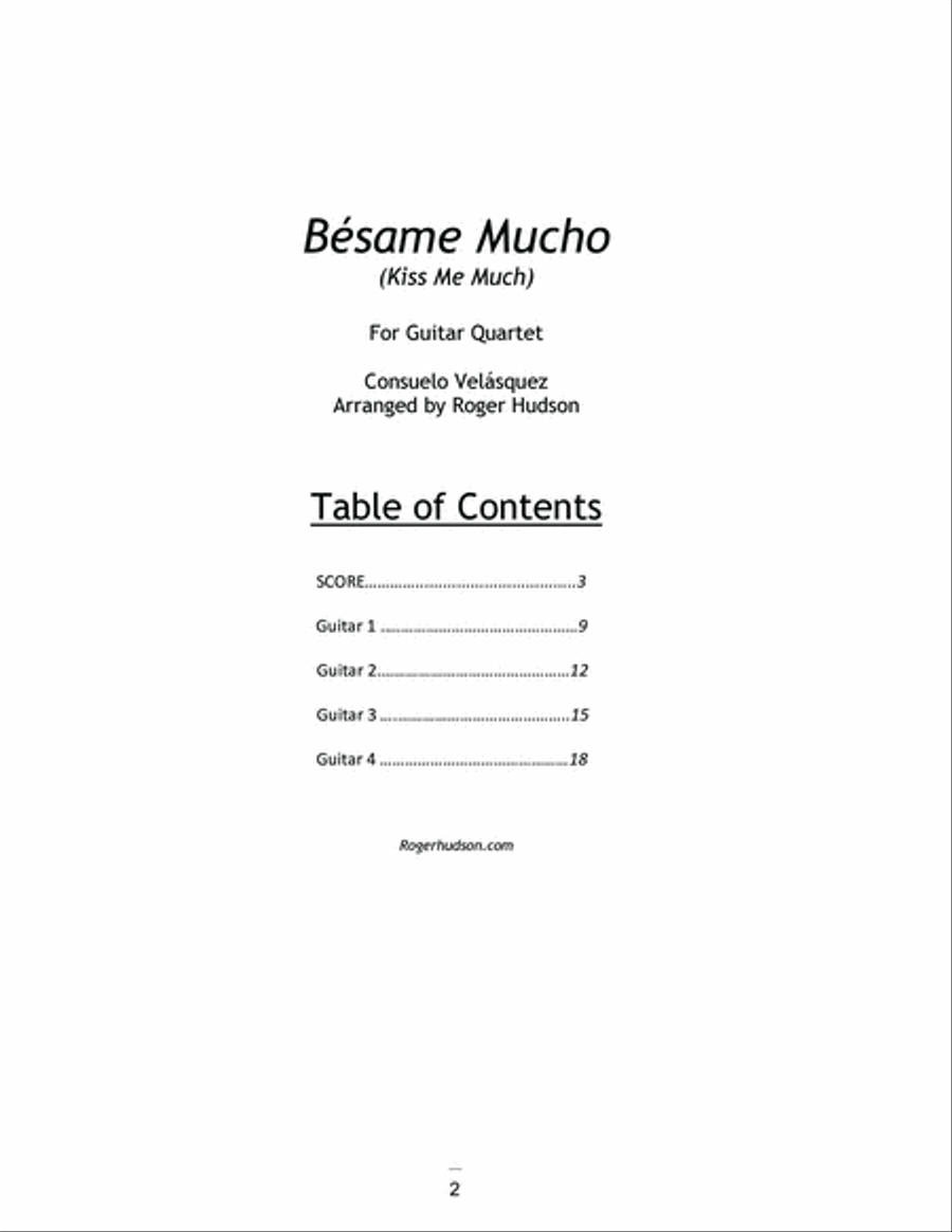 Bésame Mucho Bésame Mucho Guitar Ensemble scores gallery preview page 2