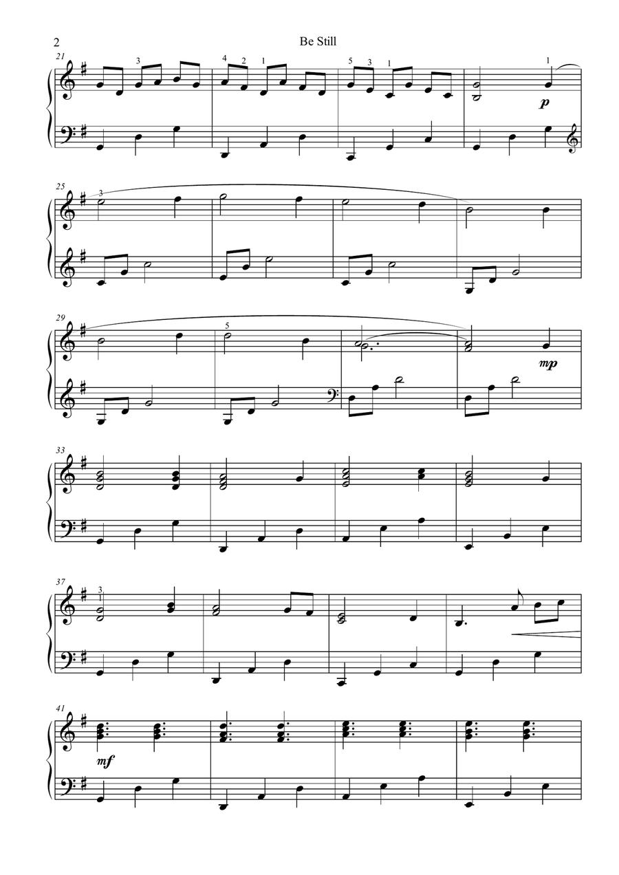 Be Still Be Still Piano Solo scores gallery preview page 2