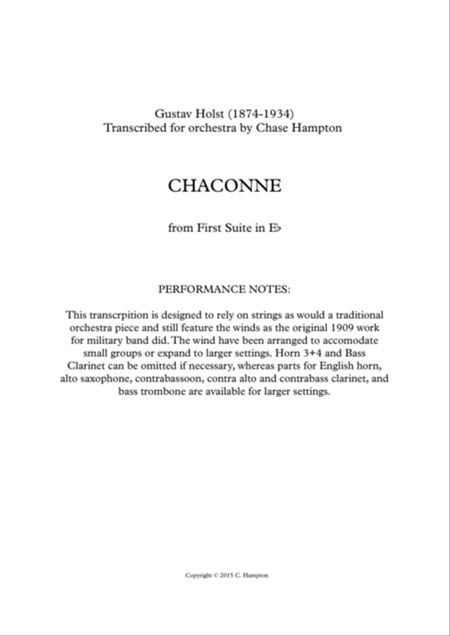 Chaconne Chaconne Full Orchestra scores gallery preview page 1