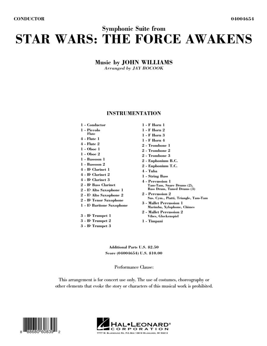 Symphonic Suite from Star Wars: The Force Awakens - Conductor Score (Full Score) Concert Band scores gallery preview page 1