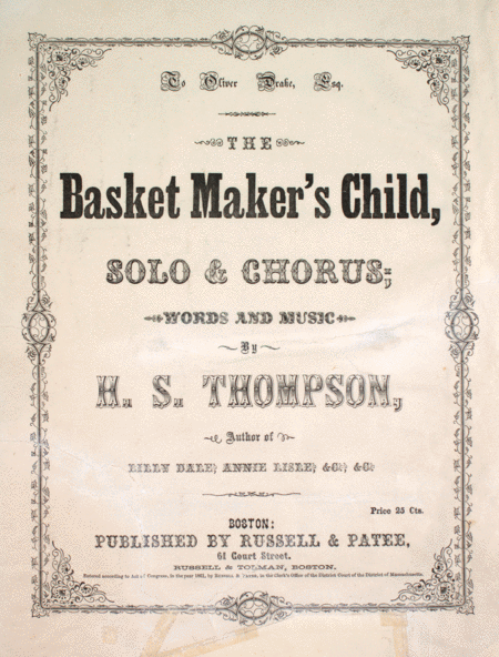 The Basket Maker's Child. Solo & Chorus
