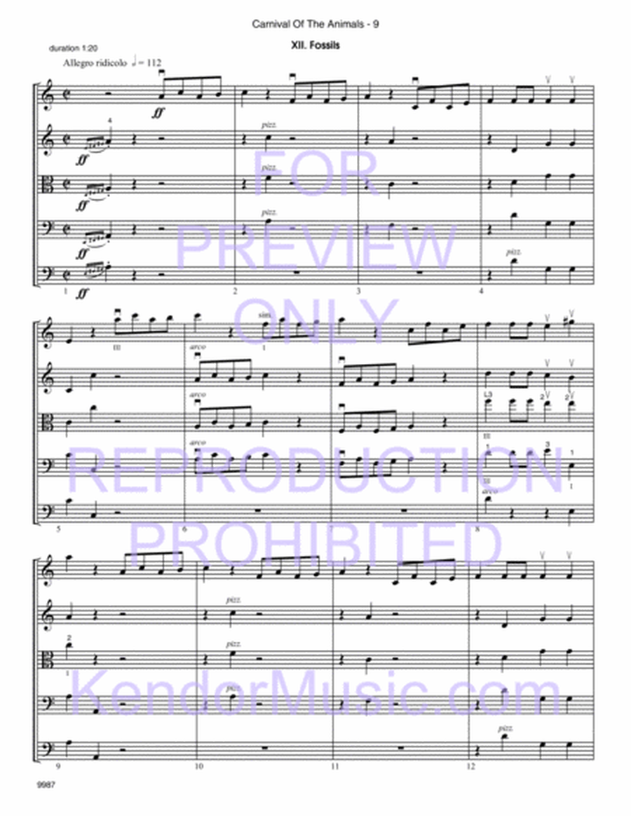 Carnival Of The Animals (Full Score)
