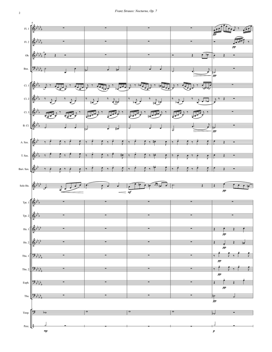 Nocturno, Op. 7 for Horn Solo and Wind Ensemble Concert Band scores gallery preview page 2