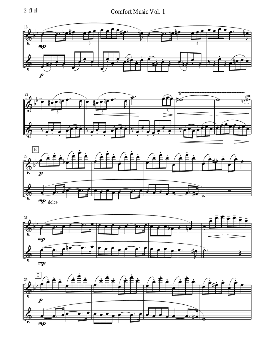 Comfort Music for Flute and Clarinet duet Woodwind Duet scores gallery preview page 2